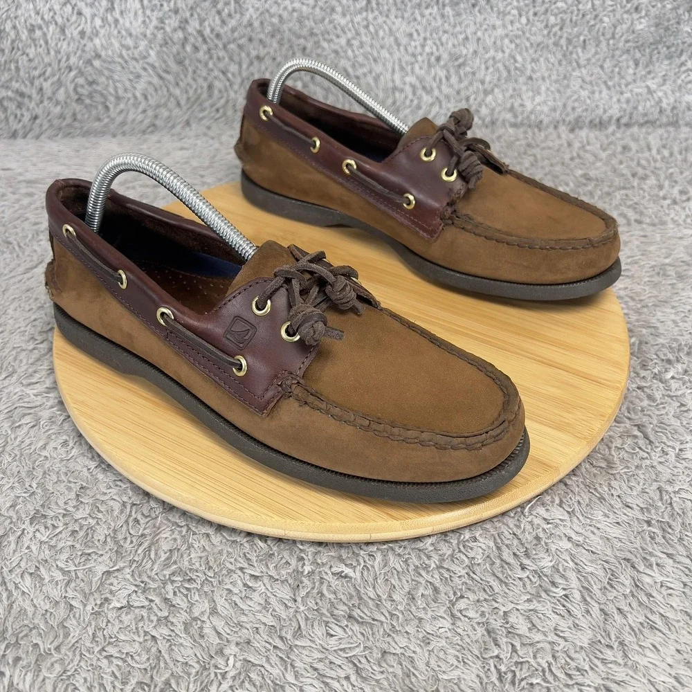 Sperry Top-Sider Authentic Original 2-Eye Boat Shoes Men's Size 9M Brown Leather